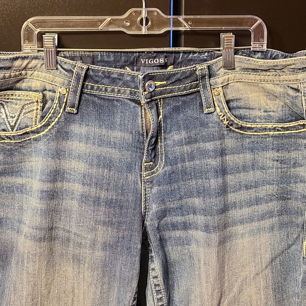 Plus Size Vigoss® Thick Stitch Faux Flap Pocket Bootcut Jean 20W EUC